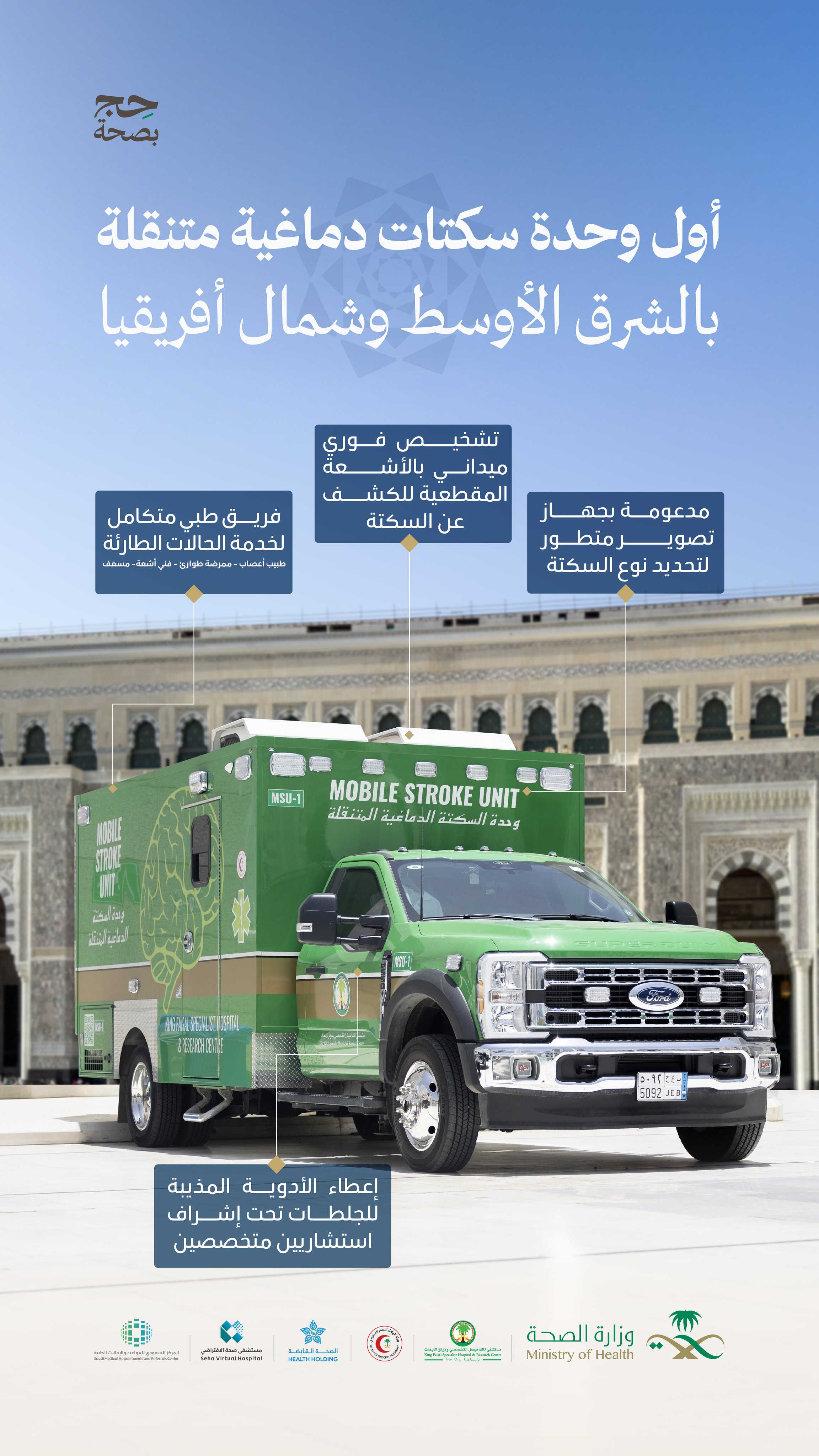 الابتكار في خدمة صحة ضيوف الرحمن✨

أول وحدة متنقلة لعلاج السكتات الدماغية، مجهزة للتشخيص والعلاج الفوري ميدانيًا، تحت إشراف فريق طبي متكامل.

#حج_بصحة
#يسر_وطمأنينة