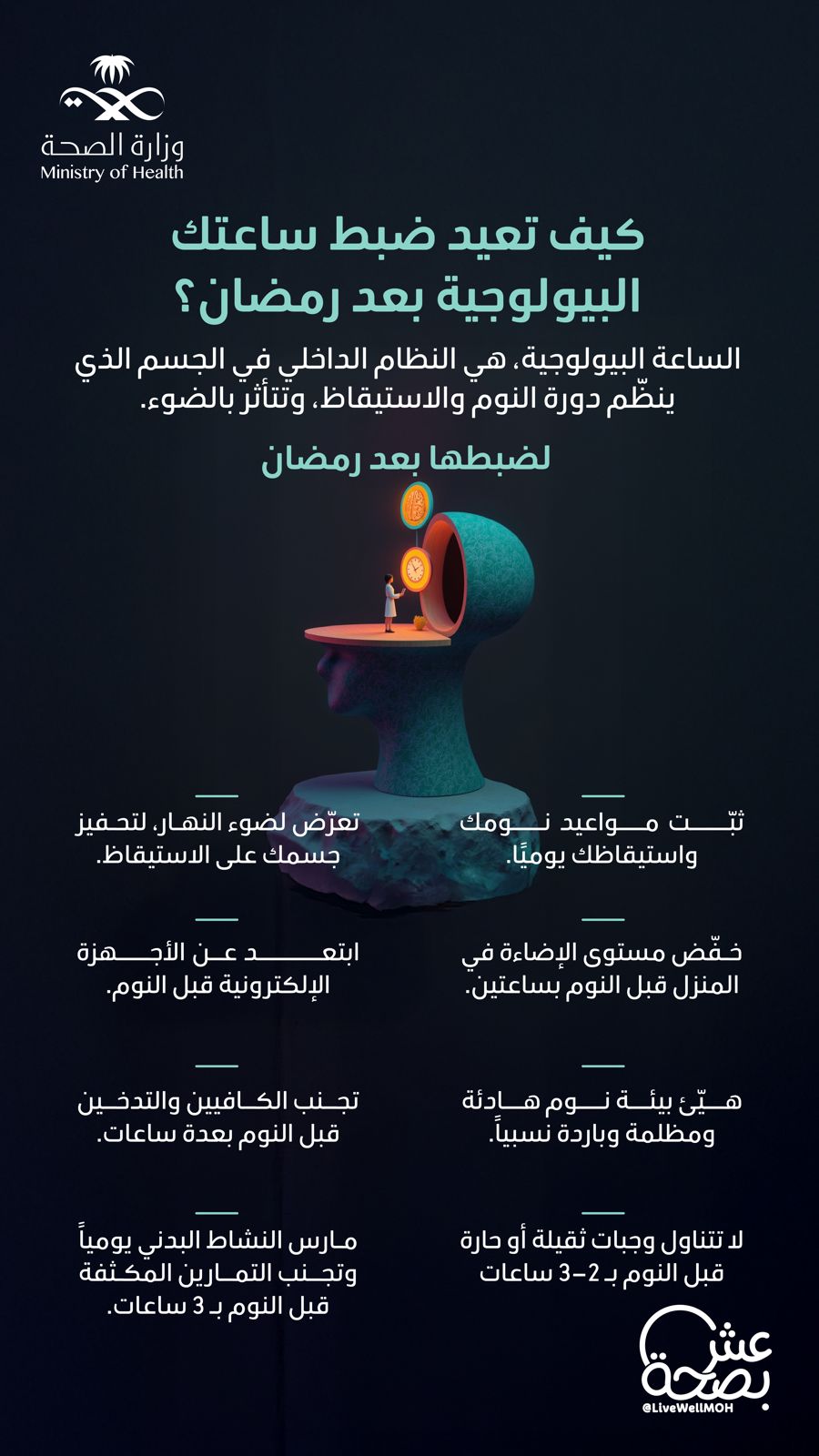 رجّع نومك لطبيعته بعد رمضان 🌙  خطوات بسيطة تعيد توازن ساعتك البيولوجية.